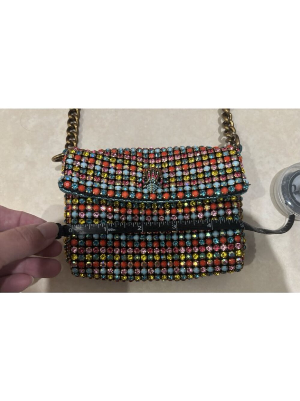 KURT GEIGER Mini Party Crossbody Bag Small Multicolor Beaded Chain Strap - Picture 8 of 15